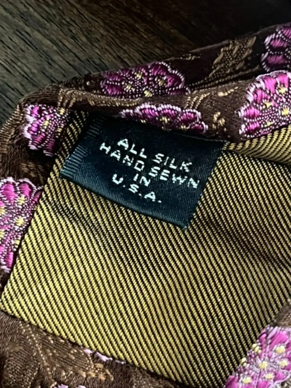 Robert Graham Silk Tie Brown Pink Floral Luxury Hand Sewn Knowledge Wisdom Truth